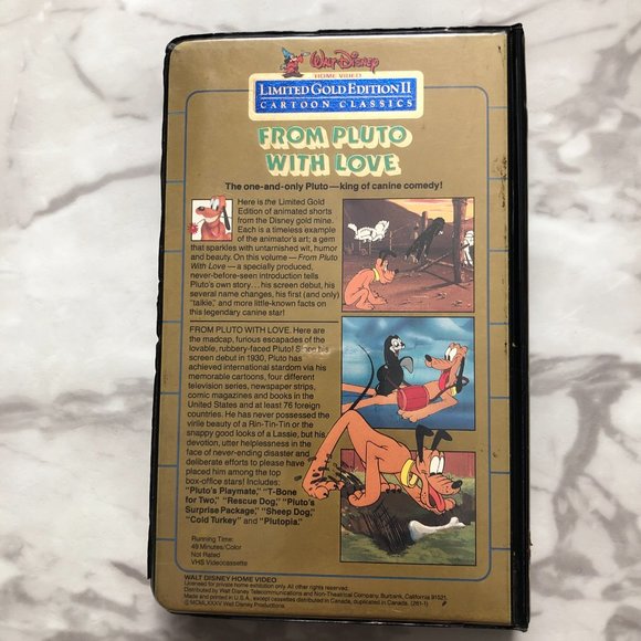 From Pluto With Love VHS Disney Limited Gold Edition II Cartoon Classics 1985 - Picture 2 of 10